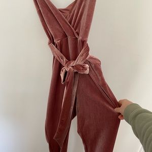 Express Pink Velour Jumpsuit